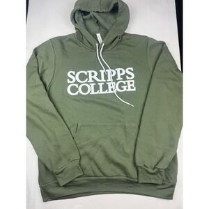 Bella + Canvas Scripps College Hoodie Size L Olive Green Fleece Sweatshirt
